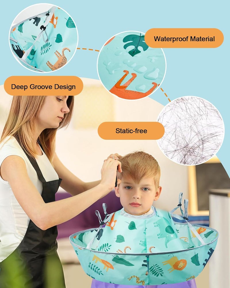 Lictin Haircut Capes Umbrella for Kids - Hair Cutting Haircut Cape Kids Waterproof Foldable Adjustment, Hairdressing Umbrella Cape Apron with 1PCS Black Comb - Image 4